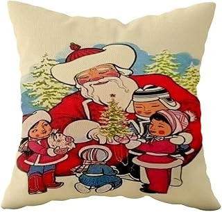 Pelangi Noel Baba Desenli Çift Taraflı Gizli Fermuarlı Yastık Kılıfı Kırlent Koltuk Yastık Kılıfı, Bej 43 X 43 ürün görseli 1