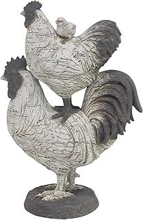 Deco 79 Çiftlik Evi Polystone Horoz Heykel, 8" X 5" X 12", Beyaz ürün görseli 1