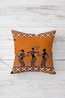 Pelangi Afrika Tribal Dans Çift Tarafı Baskılı Gizli Fermuarlı Yastık Kılıfı Kırlent Koltuk Yastık Kılıfı, Turuncu-Kahve 45 X 45 ürün görseli 1