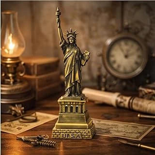Minyatür Özgürlük Anıtı Heykeli, Metal Döküm, Bronz Finish, 21 Cm, Usa Yazılı Detaylı Kaide ürün görseli 1