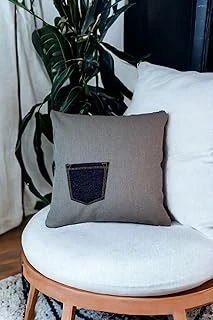 Asdiva Kot Kumaştan Cep Detaylı 43X43 Dekoratif Kırlent Kılıfı Gri ürün görseli 1