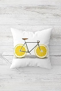 Pelangi Limon Bisikletli Çift Tarafı Baskılı Gizli Fermuarlı Yastık Kılıfı Kırlent Koltuk Yastık Kılıfı, Beyaz 45 X 45 ürün görseli 1