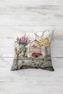 Pelangi Lavanta Kafes Kuşlu Çift Taraflı Gizli Fermuarlı Yastık Kılıfı Kırlent Koltuk Yastık Kılıfı, Gri-Bronz 45 X 45, 2469105845451 ürün görseli 1