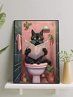 Postermanya Cat News, Tuvalet Gazetesi Dijital Sanat Çerçeveli Tablo - Çerçeveli Poster ürün görseli 1