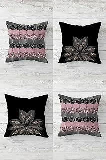 Pelangi Lotus Çiçek Bal Peteği Pul Desen Gizli Fermuarlı Kırlent Kılıfı Koltuk Yastık Kılıfı Takım(4Adet), Gül Kurusu-Siyah 45 X 45 ürün görseli 1