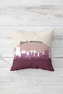 Pelangi Good Morning Şehir Temalı Çift Tarafı Baskı Gizli Fermuar Yastık Kılıfı Kırlent Koltuk Yastık Kılıfı, Gül Kurusu 45 X 45 ürün görseli 1