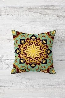 Pelangi Etnik Geleneksel Motifli Çift Taraflı Gizli Fermuarlı Yastık Kılıfı Kırlent Koltuk Yastık Kılıfı, Bordo-Gold 45 X 45 ürün görseli 1