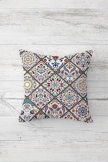 Pelangi Etnik Çini Desen Çift Tarafı Baskılı Gizli Fermuarlı Yastık Kılıfı Kırlent Koltuk Yastık Kılıfı, Koyu Kahve-Bordo-Mavi 45 X 45 ürün görseli 1