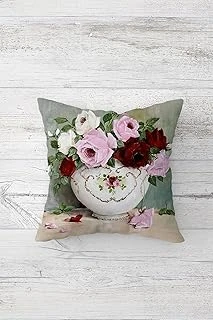 Pelangi Çiçek Desenli Çift Tarafı Baskılı Gizli Fermuarlı Yastık Kılıfı Kırlent Koltuk Yastık Kılıfı, Beyaz-Pembe-Kırmızı 45 X 45, 24691169345451 ürün görseli 1