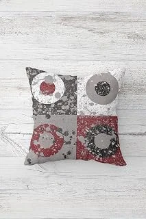 Pelangi Eskitme Çember Desen Çift Tarafı Baskılı Gizli Fermuarlı Yastık Kılıfı Kırlent Koltuk Yastık Kılıfı, Gri-Beyaz-Bordo 45 X 45 ürün görseli 1