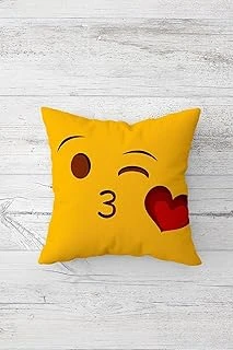 Pelangi Kalpli Öpücük Emoji Çift Tarafı Baskılı Gizli Fermuarlı Yastık Kılıfı Kırlent Koltuk Yastık Kılıfı, Sarı-Kırmızı 45 X 45, 2469132945451 ürün görseli 1