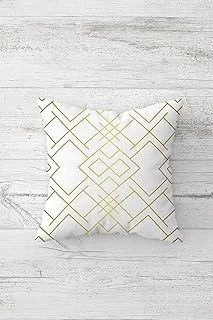 Pelangi Gold Çizgiler Çift Tarafı Baskılı Gizli Fermuarlı Yastık Kılıfı Kırlent Koltuk Yastık Kılıfı, Beyaz-Gold 45 X 45 ürün görseli 1