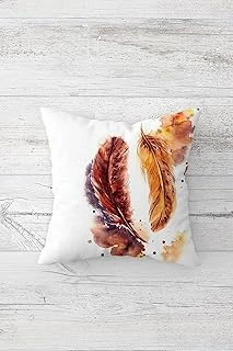 Pelangi Kahverengi Tüy Desenliçift Tarafı Baskılı Gizli Fermuarlı Yastık Kılıfı Kırlent Koltuk Yastık Kılıfı, Beyaz-Koyu Sarı 45 X 45 ürün görseli 1