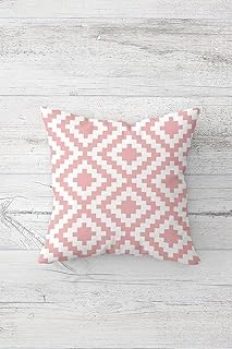 Pelangi Geometrik Karo Desen Çift Tarafı Baskılı Gizli Fermuarlı Yastık Kılıfı Kırlent Koltuk Yastık Kılıfı, Beyaz-Pembe 45 X 45 ürün görseli 1