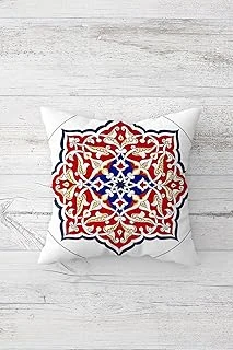 Pelangi Bordo Etnik Desenli Çift Tarafı Baskılı Gizli Fermuarlı Yastık Kılıfı Kırlent Koltuk Yastık Kılıfı, Beyaz-Kırmızı-Mavi 45 X 45 ürün görseli 1