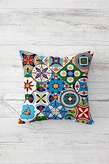 Pelangi Etnik Geometrik Motifler Çift Tarafı Baskılı Gizli Fermuarlı Yastık Kırlent Koltuk Yastık Kılıfı, Mavi-Yeşil 45 X 45 ürün görseli 1