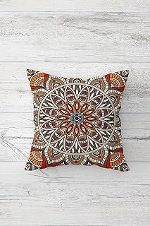Pelangi Turuncu Mandala Desenli Çift Tarafı Baskı Gizli Fermuarlı Yastık Kılıfı Kırlent Koltuk Yastık Kılıfı, Turuncu-Gri 45 X 45, 24691223045451 ürün görseli 1