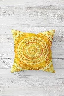 Pelangi Etnik Mandala Yoga Desen Çift Tarafı Baskı Gizli Fermuar Yastık Kılıfı Kırlent Koltuk Yastık Kılıfı, Sarı-Turuncu 45 X 45 ürün görseli 1
