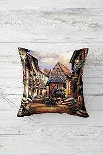 Pelangi Çiçekli Sokak Desenli Çift Tarafı Baskılı Gizli Fermuarlı Yastık Kılıfı Kırlent Koltuk Yastık Kılıfı, Kahverengi 45 X 45, 2469129745451 ürün görseli 1