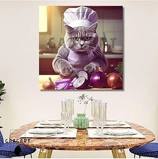 Gaagart Kare Kanvas Mutfak Tablosu Aşçı Hayvanlar British Shorthair Kedi, 50 X 50 ürün görseli 1