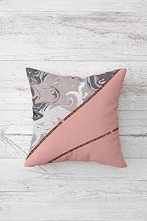 Pelangi Pembe Gri Şeritli Çift Tarafı Baskılı Gizli Fermuarlı Yastık Kılıfı Kırlent Koltuk Yastık Kılıfı, Pembe-Gri-Gold 45 X 45 ürün görseli 1