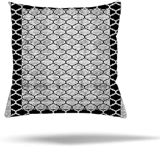 Pelangi Geometrik Karo Zigzak Kilim Desen Gizli Fermuarlı Yastık Kılıfı Kırlent Kılıfı, Gri-Siyah 45 X 45 ürün görseli 1