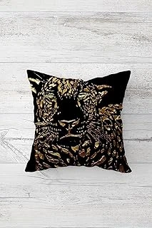 Pelangi Leopar Çizim Desen Çift Tarafı Baskılı Gizli Fermuarlı Yastık Kılıfı Kırlent Koltuk Yastık Kılıfı, Gold-Siyah 45 X 45 ürün görseli 1