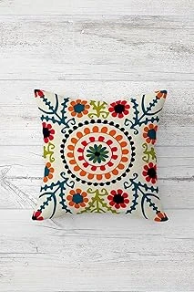 Pelangi Etnik Mandala Motifli Çift Tarafı Baskılı Gizli Fermuarlı Yastık Kılıfı Kırlent Koltuk Yastık Kılıfı, Beyaz-Siyah-Turuncu 45 X 45 ürün görseli 1