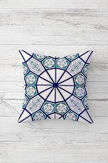 Pelangi Vitray Geometrik Şekilli Çift Tarafı Baskılı Gizli Fermuarlı Kırlent Koltuk Yastık Kılıfı, Lacivert-Yeşil 45 X 45, 24691114945451 ürün görseli 1