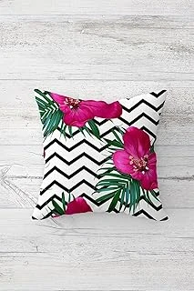 Pelangi Zigzag Çiçek Desen Çift Tarafı Baskılı Gizli Fermuarlı Yastık Kılıfı Kırlent Koltuk Yastık Kılıfı, Siyah-Fuşya-Yeşil 45 X 45, 24691285245451 ürün görseli 1
