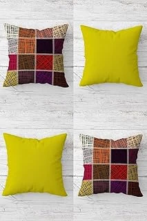 Pelangi Renk Bloklu Kare Geçişli Gizli Fermuarlı Kırlent Kılıfı Koltuk Yastık Kılıfı Takım(4Adet), Çok Renkli 45 X 45 ürün görseli 1
