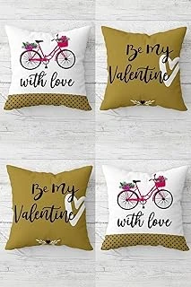 Pelangi My Valentine Sevgili Bisiklet Gizli Fermuarlı Kırlent Kılıfı Koltuk Yastık Kılıfı Takım(4Adet), Haki-Beyaz 43 X 43 ürün görseli 1