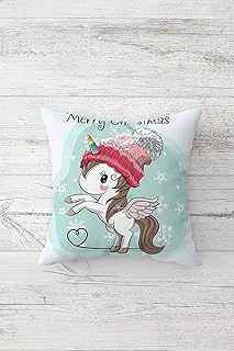 Pelangi Merry Christmas Ünicorn Çift Tarafı Baskılı Gizli Fermuarlı Yastık Kılıfı Kırlent Yastık Kılıfı, Beyaz-Turkuaz 45 X 45, 24691172045451 ürün görseli 1