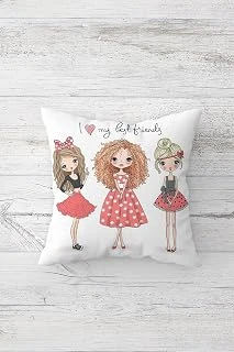 Pelangi Best Friends Çift Tarafı Baskılı Gizli Fermuarlı Yastık Kılıfı Kırlent Koltuk Yastık Kılıfı, Beyaz-Nar Çiçeği 45 X 45 ürün görseli 1