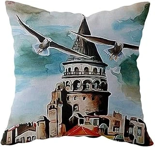 Pelangi Beyaz Galata Çift Taraflı Gizli Fermuarlı Yastık Kılıfı Kırlent Koltuk Yastık Kılıfı, Mavi-Beyaz 43 X 43 ürün görseli 1