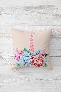 Pelangi Ünicorn Desenli Çift Tarafı Baskılı Gizli Fermuarlı Yastık Kılıfı Kırlent Koltuk Yastık Kılıfı, Pudra 45 X 45, 24691170045451 ürün görseli 1