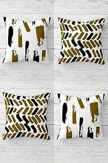 Pelangi Batik Desenli Renk Geçişli Gizli Fermuarlı Kırlent Kılıfı Koltuk Yastık Kılıfı Takım(4Adet), Haki-Ekru-Siyah 43 X 43 ürün görseli 1