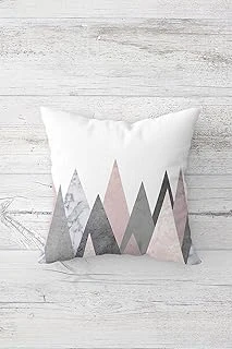 Pelangi Geometrik Üçgen Desen Çift Tarafı Baskılı Gizli Fermuarlı Yastık Kılıfı Kırlent Koltuk Yastık Kılıfı, Beyaz-Gri-Pudra 45 X 45 ürün görseli 1