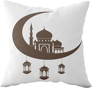 Pelangi Ramadan Mubarak Cami Hilal Fener Çift Taraflı Gizli Fermuar Kırlent Koltuk Yastık Kılıfıı, Beyaz-Gri 43 X 43 ürün görseli 1