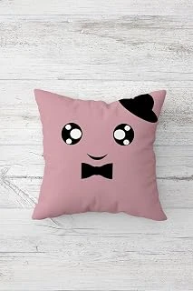Pelangi Şapkalı Papyonlu Çift Tarafı Baskılı Gizli Fermuarlı Yastık Kılıfı Kırlent Koltuk Yastık Kılıfı, Pembe 45 X 45 ürün görseli 1