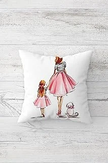 Pelangi Anne Kız Kombin Desen Çift Tarafı Baskılı Gizli Fermuarlı Yastık Kılıfı Kırlent Koltuk Yastık Kılıfı, Beyaz-Pembe-Koyu Siyah 45 X 45 ürün görseli 1