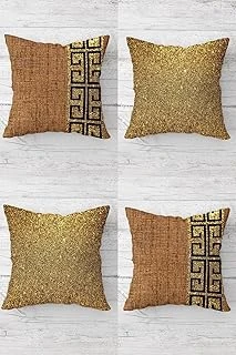 Pelangi Gold Payetli Düz Kombin Gizli Fermuarlı Kırlent Kılıfı Koltuk Yastık Kılıfı Takım(4Adet), Gold-Kahverengi 45 X 45 ürün görseli 1