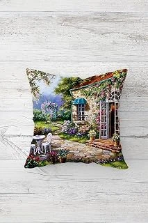 Pelangi Düşler Bahçesi Çift Tarafı Baskılı Gizli Fermuarlı Yastık Kılıfı Kırlent Koltuk Yastık Kılıfı, Bej-Mavi 45 X 45 ürün görseli 1