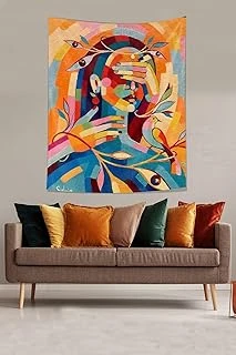 Pelangi Üçüncü Göz Mindfullnes Yağlı Boya Kadın Portre Tutmaz Kumaş Duvar Örtüsü Duvar Halısı Tapestry Pntr001, 140 X 230 ürün görseli 1