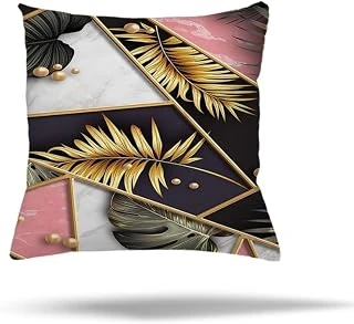 Pelangi Benekli Güllü Tüy Desenli Gizli Fermuarlı Yastık Kılıfı Kırlent Kılıfı Koltuk Yastık Kılıfı, Pembe-Gold 45 X 45 ürün görseli 1