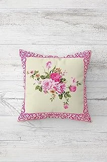 Pelangi Pembe Gül Desenli Çift Tarafı Baskılı Gizli Fermuarlı Yastık Kılıfı Kırlent Koltuk Yastık Kılıfı, Beyaz-Pembe-Pudra 45 X 45 ürün görseli 1