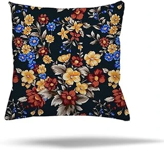 Pelangi Çiçek Ağaç Çizgi Yaprak Desen Gizli Fermuarlı Yastık Kılıfı Kırlent Kılıfı Koltuk Yastık Kılıfı, Lacivert-Sarı 45 X 45 ürün görseli 1