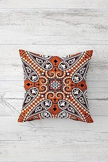 Pelangi Etnik Geleneksel Motifli Çift Taraflı Gizli Fermuarlı Yastık Kılıfı Kırlent Koltuk Yastık Kılıfı, Turuncu-Bordo 45 X 45 ürün görseli 1