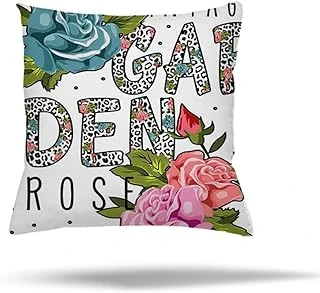 Pelangi Gül Çiçek Desenli Gizli Fermuarlı Yastık Kılıfı Kırlent Kılıfı Koltuk Yastık Kılıfı, Beyaz-Pembe 45 X 45 ürün görseli 1