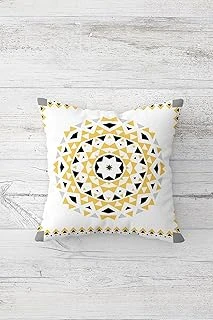 Pelangi Etnik Mandala Desen Çift Tarafı Baskılı Gizli Fermuarlı Yastık Kılıfı Kırlent Koltuk Yastık Kılıfı, Beyaz-Sarı-Gri 45 X 45 ürün görseli 1